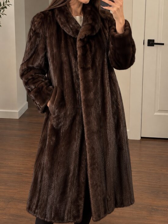 Nina Ricci Jackets & Blazers - Vintage Nina Ricci Paris 47" Long Dark Brown Genuine Mink Fur Coat M/L